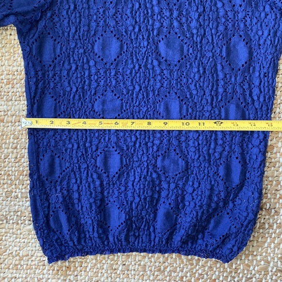 Free People Sunny Pucker Lace Top in Indigo Blue - Picture 6 of 8